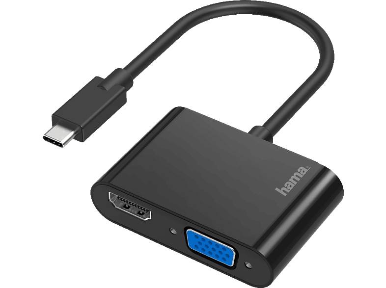 HAMA USB-C-Stecker auf VGA und HDMI™-Buchse Video Adapter, Schwarz von HAMA