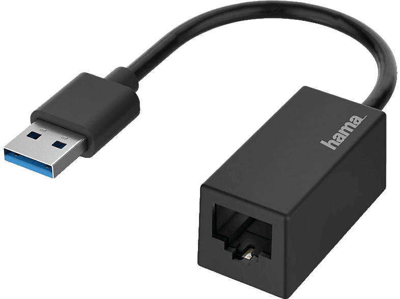 HAMA USB-Stecker auf LAN/Ethernet-Buchse Netzwerk-Adapter, Schwarz von HAMA