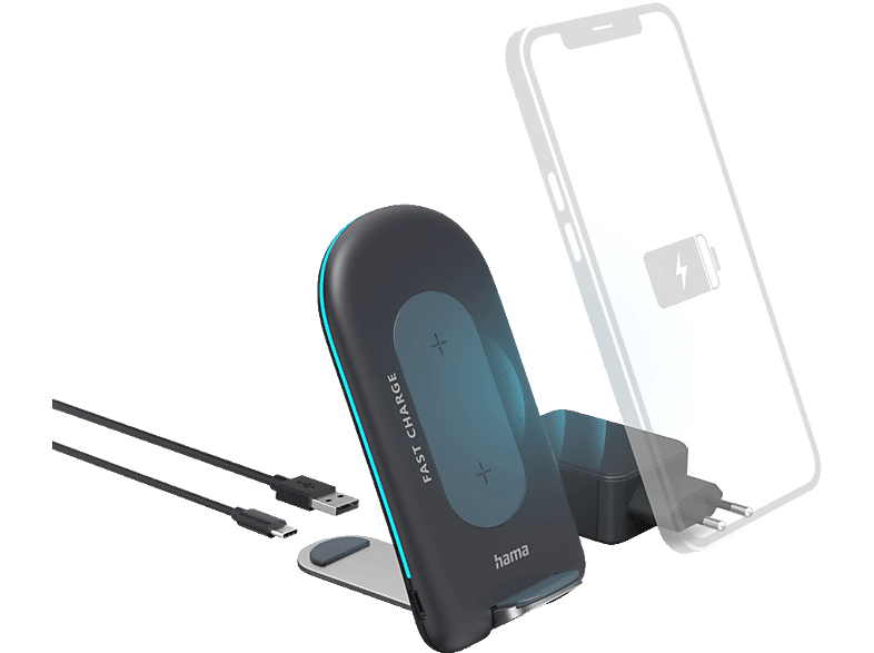 HAMA Wireless Charger Set "QI-FC15S" Ladegerät Universal 15 Watt, Anthrazit HAMA Wireless Charger Set "QI-FC15S" Ladegerät Universal 15 Watt, Anthrazit von HAMA