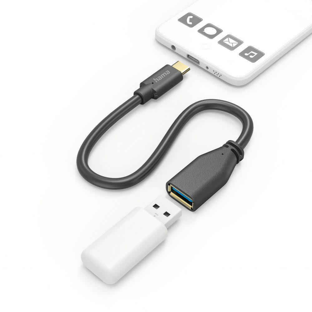Hama 00201605 USB Kabel USB 3.2 Gen 1 (3.1 Gen 1) 0,15 m USB C USB A Schwarz von HAMA
