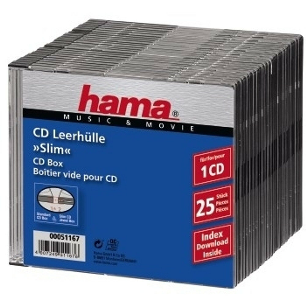 Hama CD Slim Box, black, pack of 25 pcs 1 Disks Schwarz Hama CD Slim Box, black, pack of 25 pcs 1 Disks Schwarz von HAMA