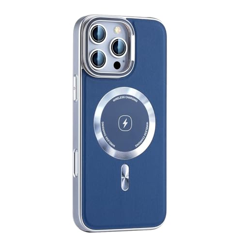 HAMEXLN Blau,16, Hülle Magnetisch Für iPhone 16 Pro Max/16 Pro/16, Volls Schutz des Objektivs Ständer Handyhülle Leder Anti-Fingerabdruck von HAMEXLN