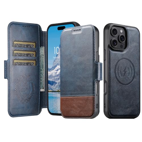 HAMEXLN Blau,16 Plus, Lederhülle Für iPhone 16 Pro Max/16 Pro/16 Plus/16, Magnetisch Flip Geldbörsen Hülle Abnehmbare Kartenfächern Vintage Handyhülle HAMEXLN Blau,16 Plus, Lederhülle Für iPhone 16 Pro Max/16 Pro/16 Plus/16, Magnetisch Flip Geldbörsen Hülle Abnehmbare Kartenfächern Vintage Handyhülle von HAMEXLN