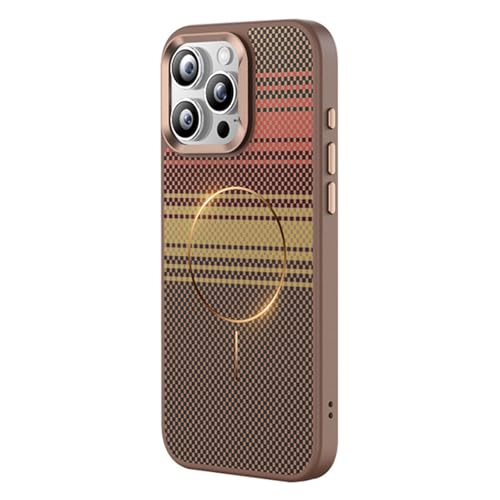 HAMEXLN Dünnes Hülle Für iPhone 16 Pro Max/16 Pro/16, Magnetisch Handyhülle Anti-Fingerabdruck Kohlefaser Muster Kratzfest Schutzhülle,Braun,16 Pro Max von HAMEXLN