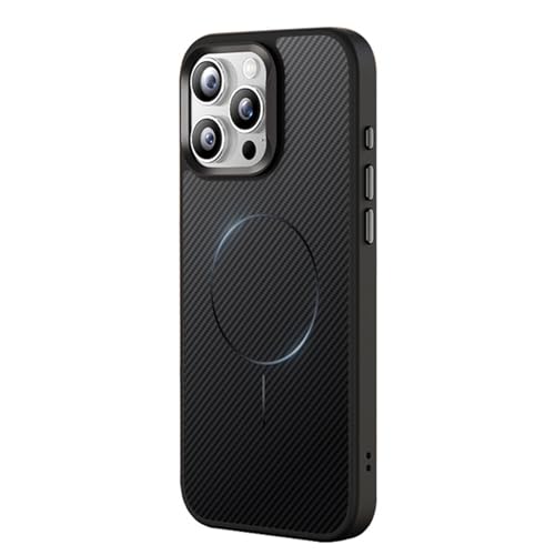 HAMEXLN Dünnes Hülle Für iPhone 16 Pro Max/16 Pro/16, Magnetisch Handyhülle Anti-Fingerabdruck Kohlefaser Muster Kratzfest Schutzhülle,Schwarz,16 Pro Max von HAMEXLN