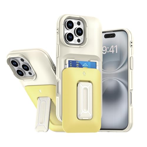 HAMEXLN Gelb,16 Pro Max, Hülle Für iPhone 16 Pro Max, Schutzhülle Mit Versteckter Kartenschlitz Ständer Stoßfest Harte Handyhülle HAMEXLN Gelb,16 Pro Max, Hülle Für iPhone 16 Pro Max, Schutzhülle Mit Versteckter Kartenschlitz Ständer Stoßfest Harte Handyhülle von HAMEXLN