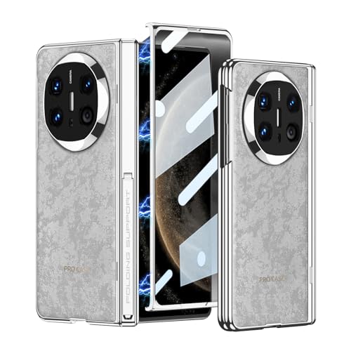 HAMEXLN Grau,Mate X6, Leder Hülle Für Huawei Mate X6, Magnetisches Scharnier Verstecktem Ständer Handyhülle Mit Displayschutz Luxus Galvanisierte Schutzhülle von HAMEXLN