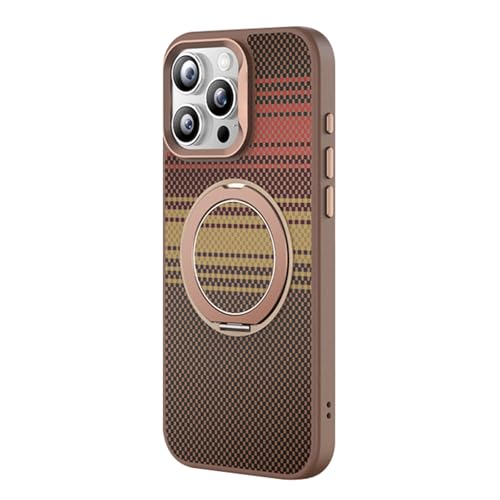 HAMEXLN Handyhülle Für iPhone 16 Pro Max/16 Pro/16, Magnetisch Drehbar Ringhalter Hülle Ultradünnes Kohlefaser Muster Sturzsicher Schutzhülle,Braun,16 Pro Max von HAMEXLN