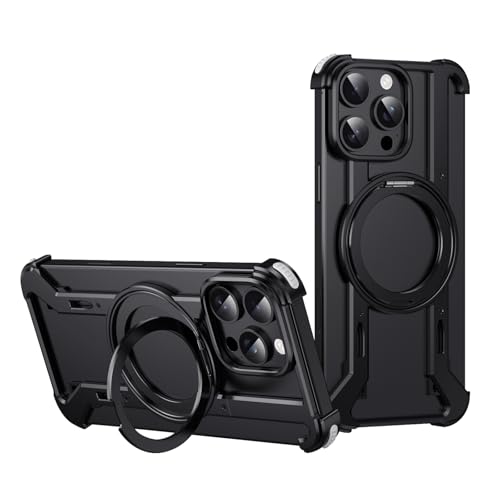 HAMEXLN Handyhülle Metall Für iPhone 16 Pro Max/16 Pro, Magnetisches Ring Ständer Hülle Wärmeableitung Rückseite Anti-Kratzer Schutzhülle,Schwarz,16 Pro Max HAMEXLN Handyhülle Metall Für iPhone 16 Pro Max/16 Pro, Magnetisches Ring Ständer Hülle Wärmeableitung Rückseite Anti-Kratzer Schutzhülle,Schwarz,16 Pro Max von HAMEXLN