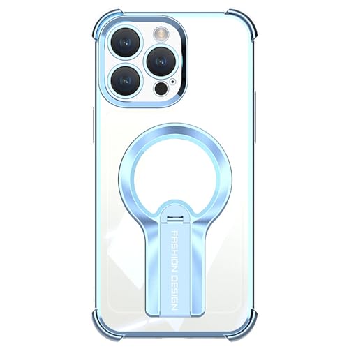 HAMEXLN Hülle Für iPhone 16 Pro Max/16 Pro/16 Plus/16, Magnetisch Handyhüllen Drehbar Faltbare Ständer Kameraschutz Galvanik Kristallklar Fall,Blau,16 Pro Max von HAMEXLN