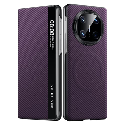 HAMEXLN Lila,Mate X6, Handyhülle Magnetisches Für Huawei Mate X6, Sichtbares Fenster Flip Leder Hülle Kohlefaser Texture Anti-Fingerabdruck Schutzhülle HAMEXLN Lila,Mate X6, Handyhülle Magnetisches Für Huawei Mate X6, Sichtbares Fenster Flip Leder Hülle Kohlefaser Texture Anti-Fingerabdruck Schutzhülle von HAMEXLN