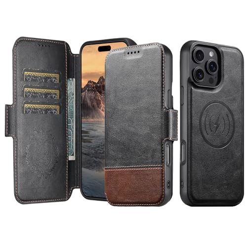 HAMEXLN Schwarz,16, Lederhülle Für iPhone 16 Pro Max/16 Pro/16 Plus/16, Magnetisch Flip Geldbörsen Hülle Abnehmbare Kartenfächern Vintage Handyhülle HAMEXLN Schwarz,16, Lederhülle Für iPhone 16 Pro Max/16 Pro/16 Plus/16, Magnetisch Flip Geldbörsen Hülle Abnehmbare Kartenfächern Vintage Handyhülle von HAMEXLN
