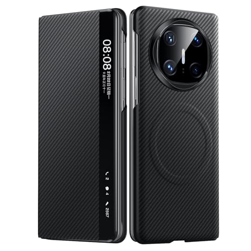 HAMEXLN Schwarz,Mate X6, Handyhülle Magnetisches Für Huawei Mate X6, Sichtbares Fenster Flip Leder Hülle Kohlefaser Texture Anti-Fingerabdruck Schutzhülle HAMEXLN Schwarz,Mate X6, Handyhülle Magnetisches Für Huawei Mate X6, Sichtbares Fenster Flip Leder Hülle Kohlefaser Texture Anti-Fingerabdruck Schutzhülle von HAMEXLN
