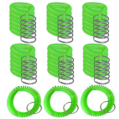 36 Stück bunte Federspirale Handgelenkspule Schlüsselanhänger Armband Schlüsselanhänger (grün) von HAMIYELL