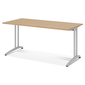 HAMMERBACHER Altus Schreibtisch eiche rechteckig, C-Fuß-Gestell silber 160,0 x 80,0 cm von HAMMERBACHER