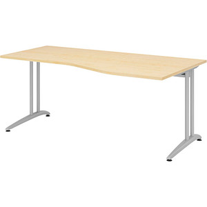 HAMMERBACHER BS18 Schreibtisch ahorn Trapezform, C-Fuß-Gestell silber 180,0 x 80,0/100,0 cm von HAMMERBACHER