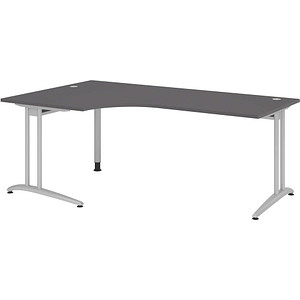 HAMMERBACHER BS82 Schreibtisch grafit L-Form, C-Fuß-Gestell silber 200,0 x 80,0/120,0 cm von HAMMERBACHER