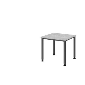 HAMMERBACHER HS08 höhenverstellbarer Schreibtisch beton quadratisch, 4-Fuß-Gestell grau 80,0 x 80,0 cm von HAMMERBACHER