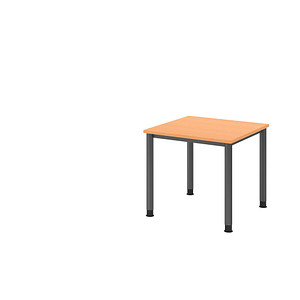 HAMMERBACHER HS08 höhenverstellbarer Schreibtisch buche quadratisch, 4-Fuß-Gestell grau 80,0 x 80,0 cm von HAMMERBACHER