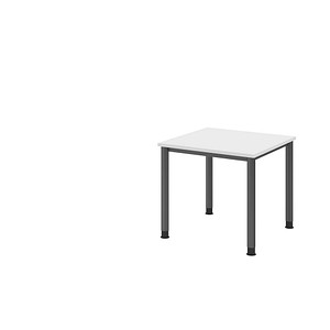 HAMMERBACHER HS08 höhenverstellbarer Schreibtisch weiß quadratisch, 4-Fuß-Gestell grau 80,0 x 80,0 cm von HAMMERBACHER