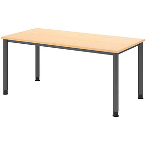 HAMMERBACHER HS16 höhenverstellbarer Schreibtisch ahorn rechteckig, 4-Fuß-Gestell grau 160,0 x 80,0 cm von HAMMERBACHER