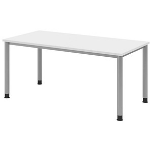 HAMMERBACHER HS16 höhenverstellbarer Schreibtisch weiß rechteckig, 4-Fuß-Gestell silber 160,0 x 80,0 cm von HAMMERBACHER