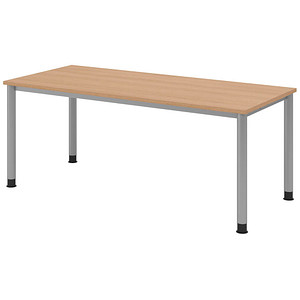 HAMMERBACHER HS19 höhenverstellbarer Schreibtisch eiche rechteckig, 4-Fuß-Gestell silber 180,0 x 80,0 cm von HAMMERBACHER