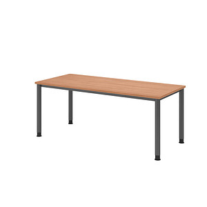 HAMMERBACHER HS19 höhenverstellbarer Schreibtisch nussbaum rechteckig, 4-Fuß-Gestell grau 180,0 x 80,0 cm von HAMMERBACHER