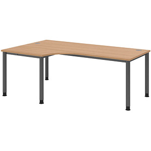 HAMMERBACHER HS82 höhenverstellbarer Schreibtisch eiche L-Form, 5-Fuß-Gestell grau 200,0 x 80,0/120,0 cm HAMMERBACHER HS82 höhenverstellbarer Schreibtisch eiche L-Form, 5-Fuß-Gestell grau 200,0 x 80,0/120,0 cm von HAMMERBACHER