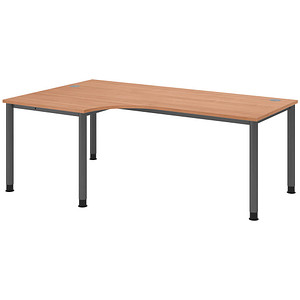 HAMMERBACHER HS82 höhenverstellbarer Schreibtisch nussbaum L-Form, 5-Fuß-Gestell grau 200,0 x 80,0/120,0 cm HAMMERBACHER HS82 höhenverstellbarer Schreibtisch nussbaum L-Form, 5-Fuß-Gestell grau 200,0 x 80,0/120,0 cm von HAMMERBACHER