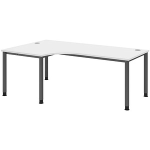 HAMMERBACHER HS82 höhenverstellbarer Schreibtisch weiß L-Form, 5-Fuß-Gestell grau 200,0 x 80,0/120,0 cm HAMMERBACHER HS82 höhenverstellbarer Schreibtisch weiß L-Form, 5-Fuß-Gestell grau 200,0 x 80,0/120,0 cm von HAMMERBACHER