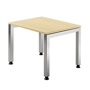 HAMMERBACHER JS08 höhenverstellbarer Schreibtisch ahorn rechteckig, 4-Fuß-Gestell silber 80,0 x 80,0 cm von HAMMERBACHER