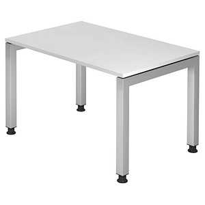 HAMMERBACHER JS12 höhenverstellbarer Schreibtisch weiß rechteckig, 4-Fuß-Gestell silber 120,0 x 80,0 cm von HAMMERBACHER