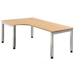 HAMMERBACHER JS82 höhenverstellbarer Schreibtisch buche L-Form, 5-Fuß-Gestell silber 200,0 x 120,0 cm von HAMMERBACHER