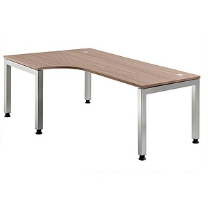 HAMMERBACHER JS82 höhenverstellbarer Schreibtisch nussbaum L-Form, 5-Fuß-Gestell silber 200,0 x 120,0 cm von HAMMERBACHER