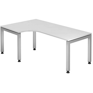 HAMMERBACHER JS82 höhenverstellbarer Schreibtisch weiß L-Form, 5-Fuß-Gestell weiß 200,0 x 120,0 cm von HAMMERBACHER