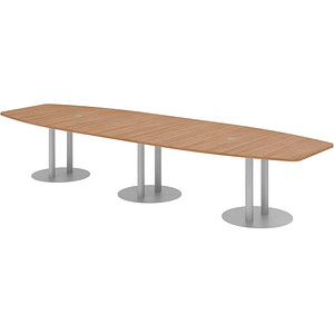 HAMMERBACHER Konferenztisch KT40S nussbaum Tonnenform, Rundrohr silber, 400,0 x 85,0 - 130,0 x 74,0 cm HAMMERBACHER Konferenztisch KT40S nussbaum Tonnenform, Rundrohr silber, 400,0 x 85,0 - 130,0 x 74,0 cm von HAMMERBACHER
