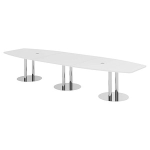HAMMERBACHER Konferenztisch KT40S weiß Tonnenform, Rundrohr chrom, 400,0 x 85,0 - 130,0 x 74,0 cm von HAMMERBACHER
