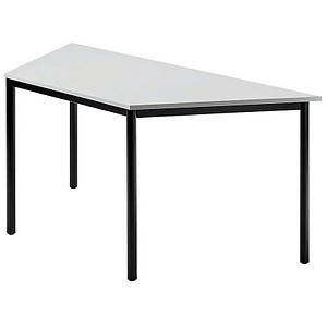 HAMMERBACHER Konferenztisch lichtgrau, schwarz Trapezform, Rundrohr schwarz, 160,0 x 69,0 x 72,0 cm von HAMMERBACHER