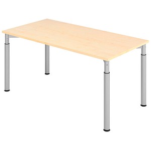 HAMMERBACHER Mirakel höhenverstellbarer Schreibtisch ahorn rechteckig, 4-Fuß-Gestell silber 160,0 x 80,0 cm von HAMMERBACHER