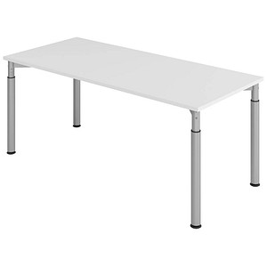 HAMMERBACHER Mirakel höhenverstellbarer Schreibtisch lichtgrau rechteckig, 4-Fuß-Gestell silber 180,0 x 80,0 cm von HAMMERBACHER