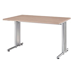 HAMMERBACHER NS12 Schreibtisch nussbaum rechteckig, C-Fuß-Gestell silber 120,0 x 80,0 cm von HAMMERBACHER