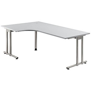 HAMMERBACHER NS82 Schreibtisch lichtgrau L-Form, C-Fuß-Gestell silber 200,0 x 80,0/120,0 cm HAMMERBACHER NS82 Schreibtisch lichtgrau L-Form, C-Fuß-Gestell silber 200,0 x 80,0/120,0 cm von HAMMERBACHER