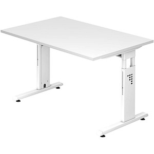 HAMMERBACHER OS 12 Gradeo höhenverstellbarer Schreibtisch weiß rechteckig, C-Fuß-Gestell weiß 120,0 x 80,0 cm von HAMMERBACHER