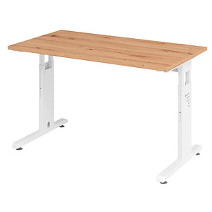 HAMMERBACHER OS612 Schreibtisch Asteiche rechteckig, C-Fuß-Gestell weiß 120,0 x 67,2 cm von HAMMERBACHER