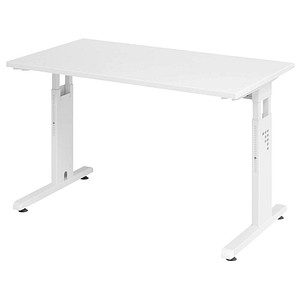 HAMMERBACHER OS612 Schreibtisch weiß rechteckig, C-Fuß-Gestell weiß 120,0 x 67,2 cm von HAMMERBACHER