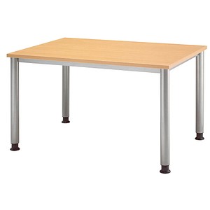 HAMMERBACHER Orbis höhenverstellbarer Schreibtisch buche rechteckig, 4-Fuß-Gestell silber 120,0 x 80,0 cm von HAMMERBACHER