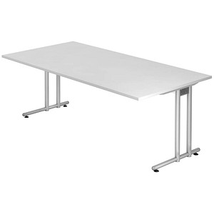 HAMMERBACHER Prokura Schreibtisch weiß rechteckig, C-Fuß-Gestell silber 200,0 x 100,0 cm HAMMERBACHER Prokura Schreibtisch weiß rechteckig, C-Fuß-Gestell silber 200,0 x 100,0 cm von HAMMERBACHER