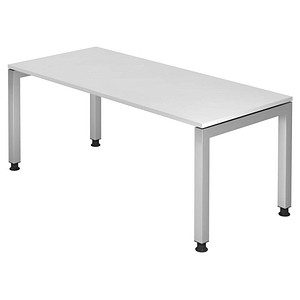 HAMMERBACHER Prokura höhenverstellbarer Schreibtisch weiß rechteckig, 4-Fuß-Gestell silber 180,0 x 80,0 cm von HAMMERBACHER