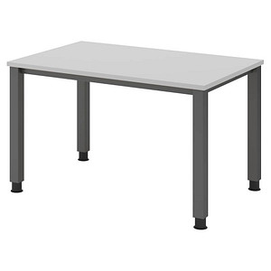 HAMMERBACHER QS12 höhenverstellbarer Schreibtisch lichtgrau rechteckig, 4-Fuß-Gestell grau 120,0 x 80,0 cm von HAMMERBACHER